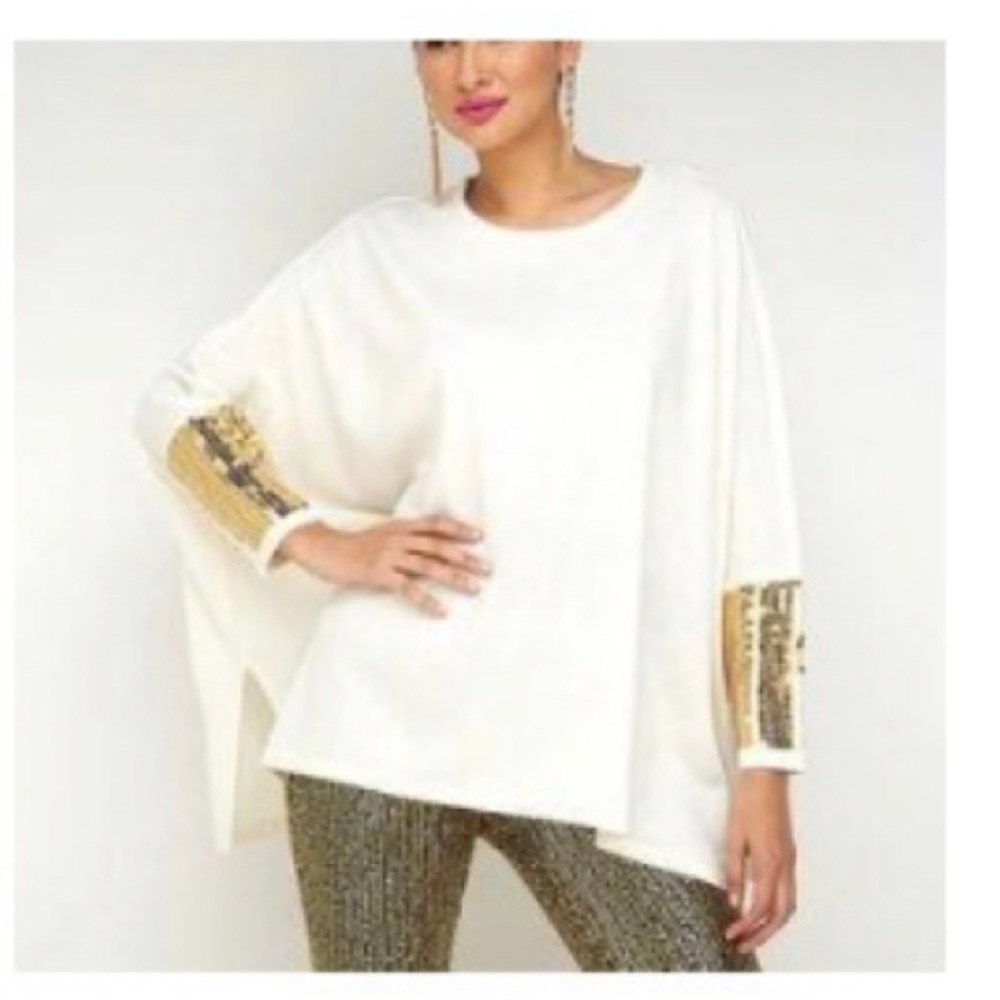 Sequin- Sleeve Poncho